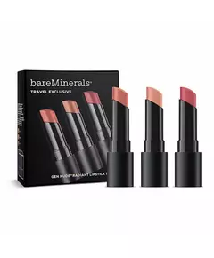 Travel Exclusive Set BareMinerals: Gen Nude Radiant Cocoa Cream Lipstick Infatuation 3.35 g + Gen Nude Radiant Cocoa Cream Lipstick Friendship 3.35 g + Gen Nude Radiant Cocoa Cream Lipstick Swag, 3.4 g