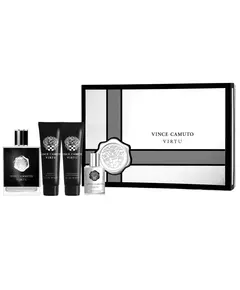 Set Vince Camuto: Virtu Eau De Toilette For Men 100 ml + Virtu Eau De Toilette For Men 15 ml + Virtu Moisturizing After-Shave Balm 90 ml + Virtu Shower Gel Body, 100 ml