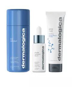 Smooth + Hydrate Set Dermalogica: Daily Milkfoliant Exfoliating Exfoliating Powder 74 g + Active Moist Prebiotics Hydrating Cream For Face 50 ml + Circular Hydration Hyaluronic Acid Serum For Face, 74 g