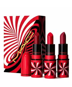Tiny Tricks Set MAC: Mini Matte Cream Lipstick Awe-Spicious 1.8 g *Miniature + Mini Matte Cream Lipstick Snappy-Go-Lucky 1.8 g *Miniature + Mini Matte Cream Lipstick Sleight Of Grand 1.8 g *Miniature, 1,8 g
