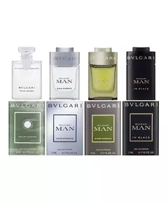 Set Bvlgari: Pour Homme Eau De Toilette For Men 5 ml *Miniature + Rain Essence Eau De Parfum For Men 5 ml + Man Wood Essence Eau De Parfum For Men 5 ml *Miniature + Man In Black Eau De Parfum For Men 5 ml *Miniature, 5 ml