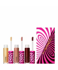 Tiny Tricks Set MAC: Lipglass Lip Gloss Optical Delusion 2.4 g + Lipglass Lip Gloss Tiktalk of the Town 2.4 g + Lipglass Lip Gloss Gilty of Trickery, 2,4 g