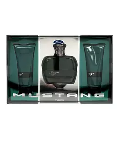 Set Ford: Mustang Green Eau De Toilette For Men 100 ml + Mustang Green Hydrating After-Shave Balm 100 ml + Mustang Green Hydrating Shower Gel All Skin Types, 100 ml