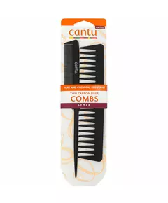 Set Duo Cantu Cantu Stylisme Peigne en plastique pour cheveux Noir, 2 pièces