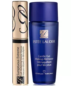 Extreme Lashes Set Estee Lauder: Gentle Eye Makeup Remover Lotion 30 ml + Sumptuous Extreme Waterproof Volumizing Mascara Black, 30 ml