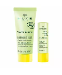 Set Nuxe: Sweet Lemon Moisturizing Hand Cream 30 ml + Sweet Lemon Lip Balm, 2 pcs