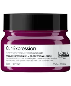 L'Oreal Professionnel Serie Expert Curl Expression Glycérine 2 5% + Urée H + Graine d'hibiscus Masque crème pour traitement des cheveux Hydratation intense, 250 ml