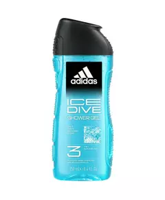 Adidas Ice Dive Aquatisch Duschgel Gesicht Körper Haare Alle Hauttypen, 400 ml