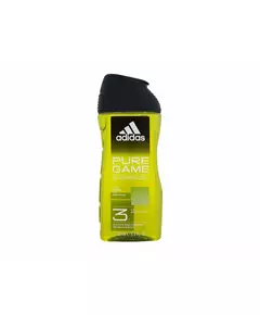 Adidas Pure Game Nettoyage Gel douche Pour le corps le visage & les cheveux Tous les types de peau, 250 ml