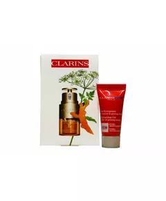 Set Clarins: Men Energising Day & Night Gel For Face 5 ml *Miniature + Double Eye Anti-Ageing Eye Serum 3 ml *Miniature + Clarins GWP Textile Pouch Blue, 5 ml