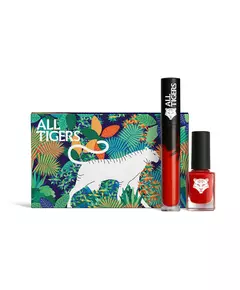Set All Tigers: Natural & Vegan Liquid Lipstick 888 Call Me Queen 8 ml + Natural & Vegan Vegan Nail Polish 298 Hit It Big, 8 ml