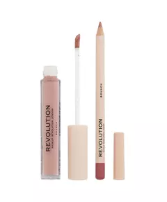 Set Makeup Revolution: Makeup Revolution Liquid Lipstick Brunch 3 ml + Makeup Revolution Precision Lip Liner Brunch, 3 ml