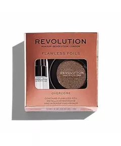 Set Makeup Revolution: Flawless Foils Vegan Eyeshadow Primer 2 ml + Flawless Foils Vegan Eyeshadow Palette Overcome, 2 ml