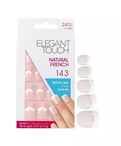 Setzen Elegant Touch Natural French Quadrat Künstliche Nägel Rosa 143 Klein (XS) 24 stk, 24 Stück