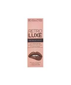 Set Makeup Revolution: Retro Luxe Metallic Liquid Lipstick Sovereign 5.5 ml + Retro Luxe Lip Liner Sovereign, 5,5 ml