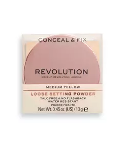 Makeup Revolution Conceal & Fix Vegan Loses Fixierpuder Mittelgelb, 13 g