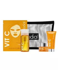 Little Luxuries Kit Set Rodial: Vit C Brightening Cleansing Gel For Face 20 ml + Vit C Brightening Souffle For Face 15 ml + Vit C Brightening Tonic Mist 100 ml + Vit C Energising Sheet Mask For Face, 20 ml