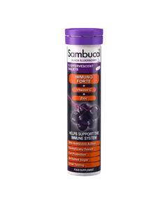 Sambucol Immuno Forte+ Black Eldeberry Vitamin C & Zinc Support The Immune System Effervescent Tablets, 15 pcs