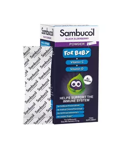 Sambucol Baby Powder Black Eldeberry Vitamin C & D Support The Immune System Vitamins, 14 × 2.2 g