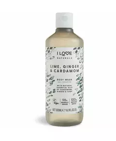 I Love Naturals Collection Vegan Nourishing Lime Ginger & Cardamom Body Wash, 500 ml