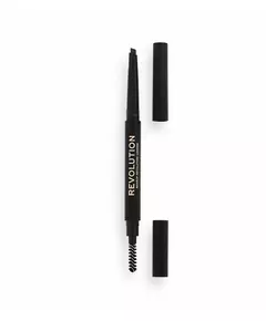 2-in-1-Cremiger Augenbrauenstift mit Bürstchen Makeup Revolution Duo Brow Definer Medium Brown, 0,2 g