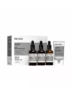 Skin Brightening Set Revox B77: Just Caffeine 5% Anti-Dark Circles Day Eye Serum 30 ml + Just Vitamin C 2% Anti-Oxidant Serum For Face 30 ml + Just Glycolic Acid 20% Toning Serum For Face 30 ml + Just Squalane Eliminates Impurities Cleansing Cream