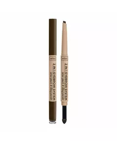 Wibo 2 in 1 Eyebrow System Eyebrow Cream Pencil Powder & Brush 3-In-1 3 Dark Brown, 0.2 g