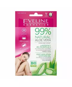Duo Set Eveline Cosmetics 99% Natural Aloe Vera Beruhigend Körper After-Shave Gel Gesicht und Körper 2 stk, 2 × 10 ml