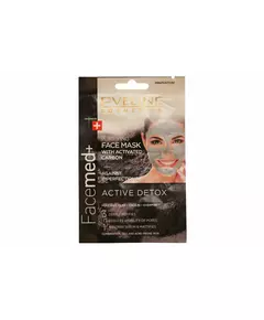 Duo Set Eveline Cosmetics Facemed+ Active Detox Carbon Entgiftend Tonerde-Maske 2 stk, 2 × 10 ml