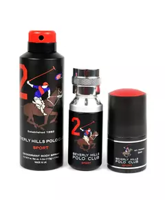 Set Beverly Hills Polo Club: 1982 - Sport 2 Eau De Toilette For Men 50 ml + 1982 - Sport 2 Anti-Perspirant Deodorant Spray For Men 175 ml + Sport 2 Anti-Perspirant Deodorant Roll-On For Men, 50 ml