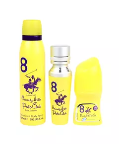 Set Beverly Hills Polo Club: 1982 - Sport 8 Eau De Parfum For Women 50 ml + 1982 - Sport 8 Freshness Body Spray 150 ml + No.8 Anti-Perspirant Deodorant Roll-On For Women, 50 ml