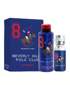 Gift Set Beverly Hills Polo Club: 1982 - Sport 8 Eau De Toilette For Men 100 ml + 1982 - Sport 8 Anti-Perspirant Deodorant Spray For Men, 100 ml