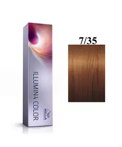 Wella Professionals Illumina Color Teinture permanente pour cheveux 7/35 Medium Gold Mahogany Blonde, 60 ml