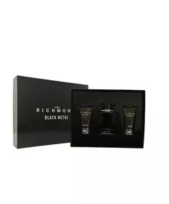 Set John Richmond: Black Metal Natural Cleansing Shower Gel 50 ml + Black Metal Body Lotion 50 ml + Black Metal Eau De Parfum For Men, 50 ml
