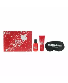 Set Dsquared 2: Red Wood Eau De Toilette For Women 50 ml + Red Wood Shower Gel & Shampoo 2-In-1 50 ml + Dsquared Sleep Mask Black Universal, 50 ml