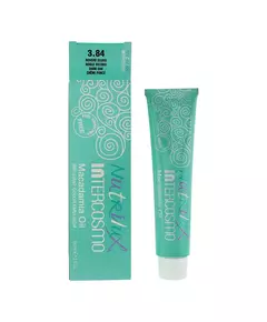 Intercosmo Nutrilux Huile de macadamia Teinture permanente pour cheveux 3.84 Dark Oak, 60 ml