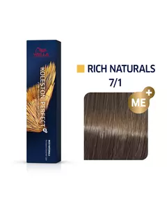 Wella Professionals Koleston Perfect Me+ Teinture permanente pour cheveux 7/1 Medium Ash Blond, 60 ml