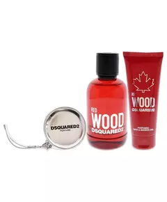 Set Dsquared 2: Red Wood Eau De Toilette For Women 100 ml + Red Wood Shower Gel & Shampoo 2-In-1 100 ml + Dsquared GWP Textile Pouch Silver, 100 ml