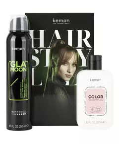 Hair Style Color Glamoon Set - Sada pro barvené vlasy se šamponem a leskem ve spreji, 250 ml