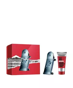 Set Carolina Herrera: 212 Heroes Eau De Toilette For Men 90 ml + 212 Heroes Shower Gel For All Skin Types, 90 ml