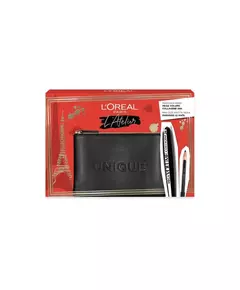 Set L'Oreal Paris: L'Oreal Paris Kajal Eye Pencil Black 1.5 g + Mega Volume Collagene 24h Waterproof Mascara Mega Black 9 ml + Textile Makeup Bag Black, 1.5 g