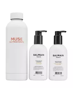 Set Balmain Professionnel: Balmain Professionnel Argan Oil Hair Shampoo Moisturizing 300 ml + Balmain Professionnel Hair Conditioner For Moisturizing 300 ml + Muse Du Printemps GWP Steel Water Bottle White, 300 ml