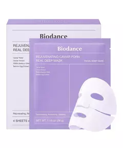 Ensemble Biodance Caviar PDRN Rajeunissant Masque facial Pour le visage, 4 pièces