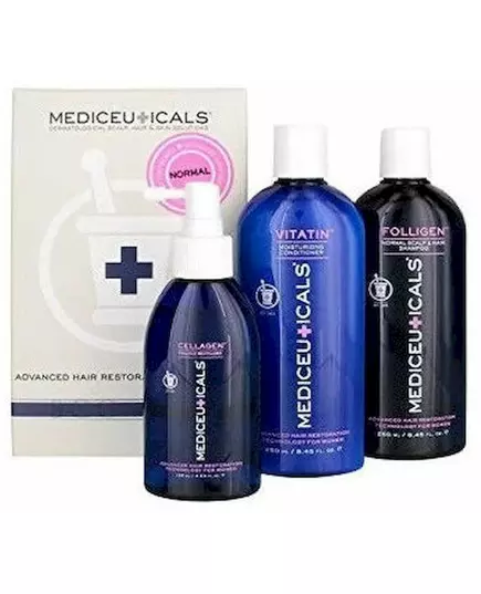 Mediceuticals Advanced Hair Restoration Technology For Women Kit Fine: Folligen 250ml + Cellagen 125ml + Vitatin 250ml, image 2