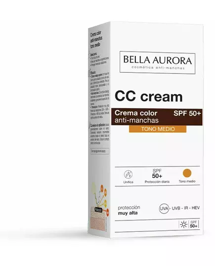 Bella Aurora Anti-Dark Spots CC Cream Spf50+ Medium Shade 30 ml, image 2