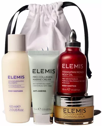 Elemis Best Sellers kit: Elemis Skin Nourishing milk bath 60ml + Elemis Pro-Collagen Marine cream 15ml + Elemis Frangipani Monoi Nourishing body oil 35ml + Elemis Pro-Collagen cleansing balm 20g, image 2