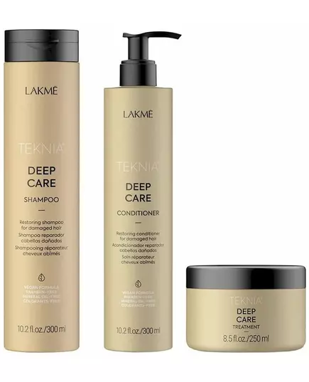 Lakme  Tkn Retail Pack Deep Care: Shampoo 300 ml + Conditioner 300 ml + Treatment 250 ml