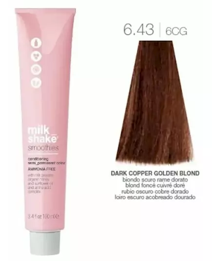 Milk_Shake Smoothies Semi Permanent Color 6.43 Dark Copper Golden Blonde 100ml, image 3