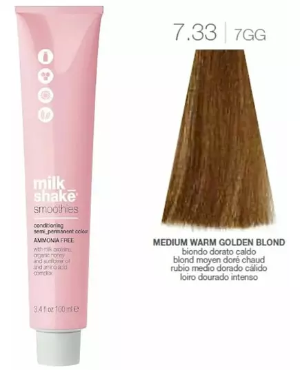 Milk_Shake Smoothies Semi Permanent Color 7.33 Medium Intense Golden Blonde 100ml, image 3