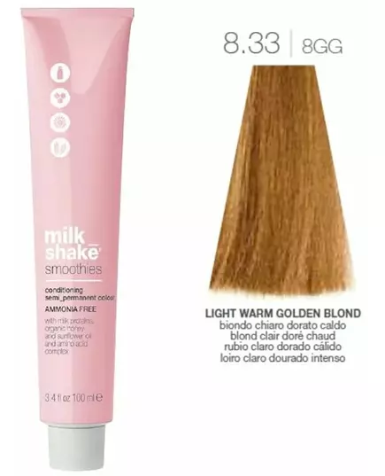 Milk_Shake Smoothies Semi Permanent Color 8.33 Light Intense Golden Blonde 100ml, image 3